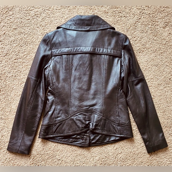 Soia & Kyo Soft Chocolate Brown Motorcycle Style Leather Zip Up Jacket - Picture 7 of 13